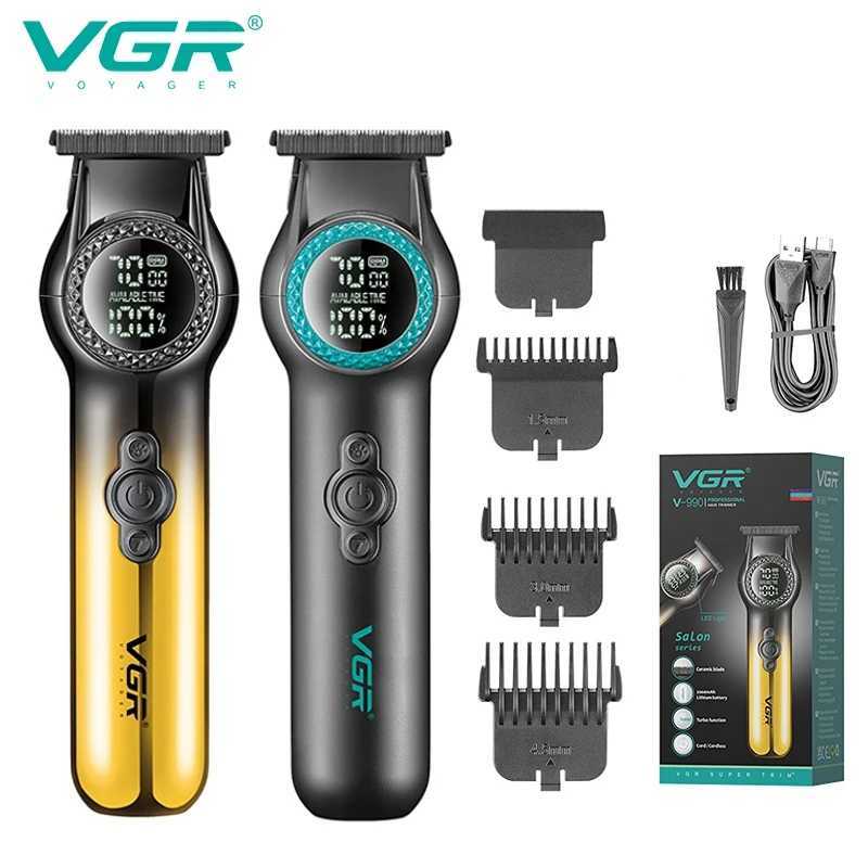 VGR 0mm Barber Professional Barber Electric LED Display Barber Machine Turbo Electric Barber V-990 W241017