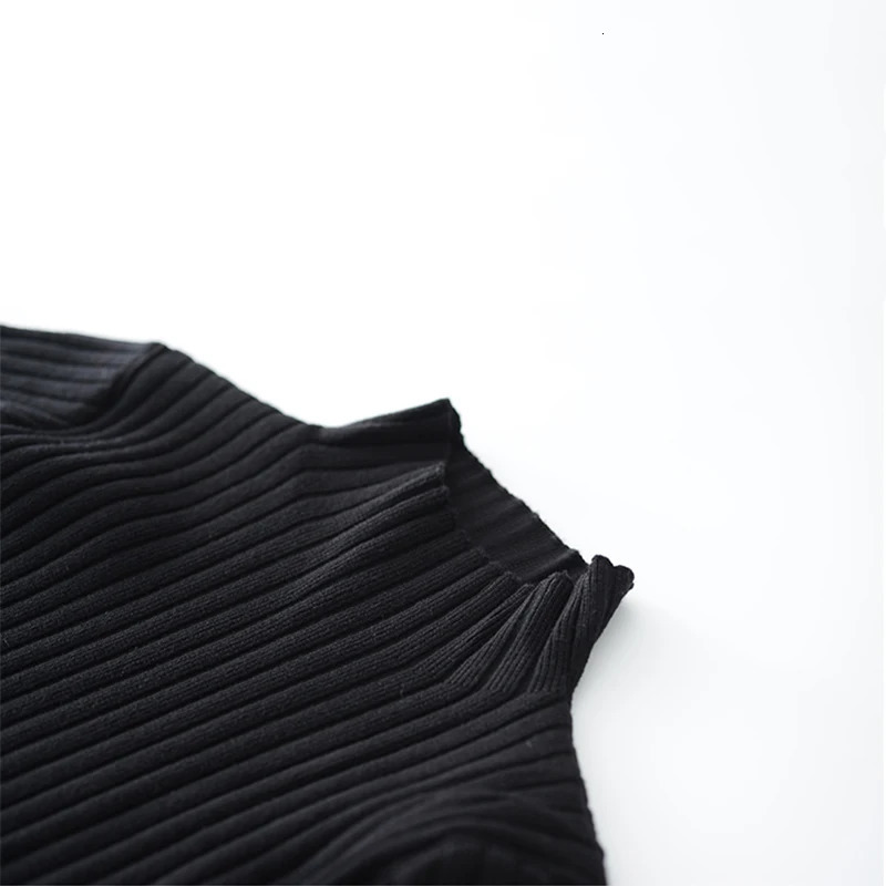ABRINI Women Fall Versatile Mock Neck Knit Dress Winter Inner Layer Long Sleeved Casual Loose MidLength Sweater 241007 - view 5