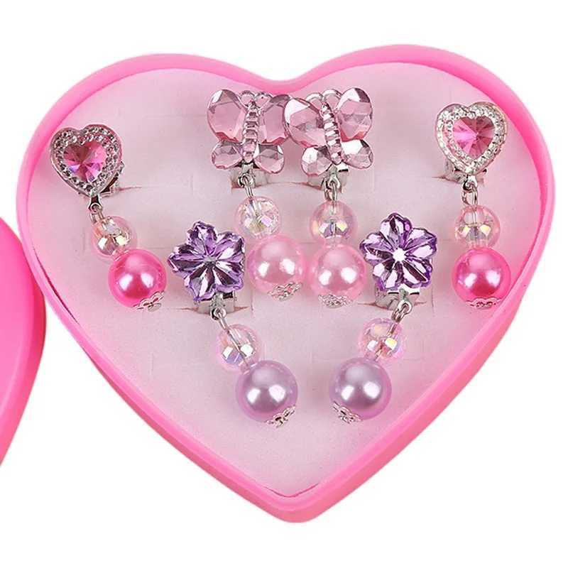 1 set of mini cute animal flower ear clips suitable for hypoallergenic girls non perforated acrylic childrens earrings painless W241017