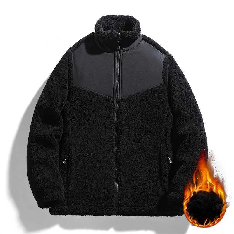 Mens Jacket Winter New Solid Color Plush Thick Outdoor Travel Cashmere Coat Mens Fashion Cotton Mat Clothing M241017