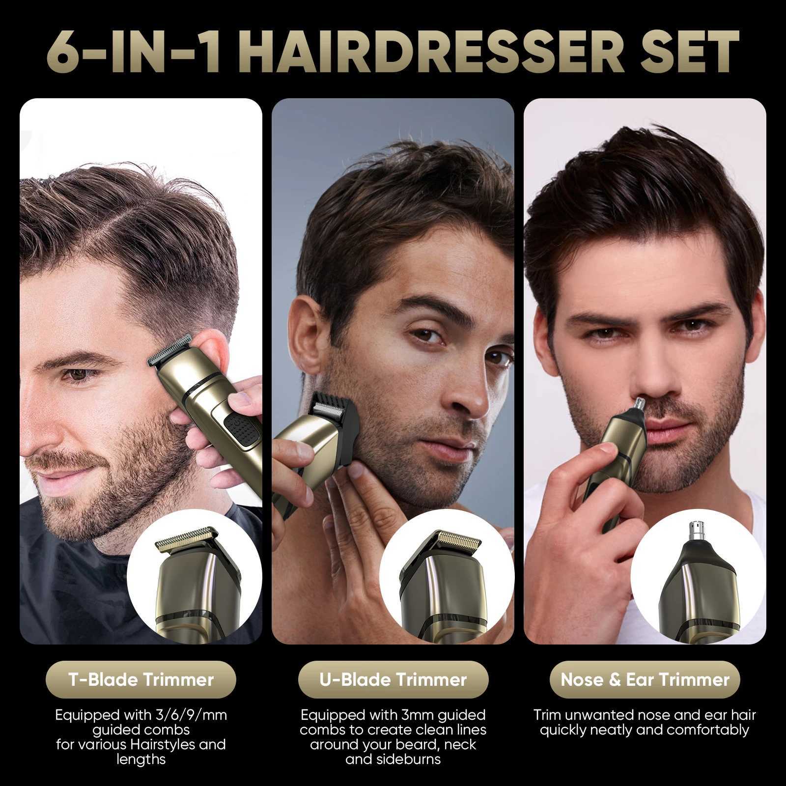 5-in-1 electric hair clipper mens professional cordless hair clipper shaver charging IPX7 waterproof hair clipper W241017