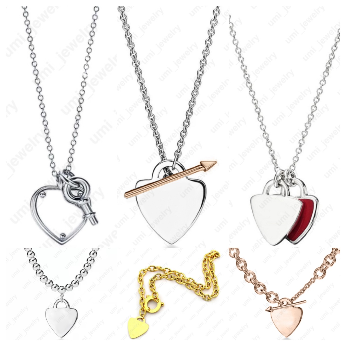 Heart necklace Vintage 18k rose plated gold 925 gold plated sterling silver correct version high quality charm heart pendant This necklace comes in length about 50cm