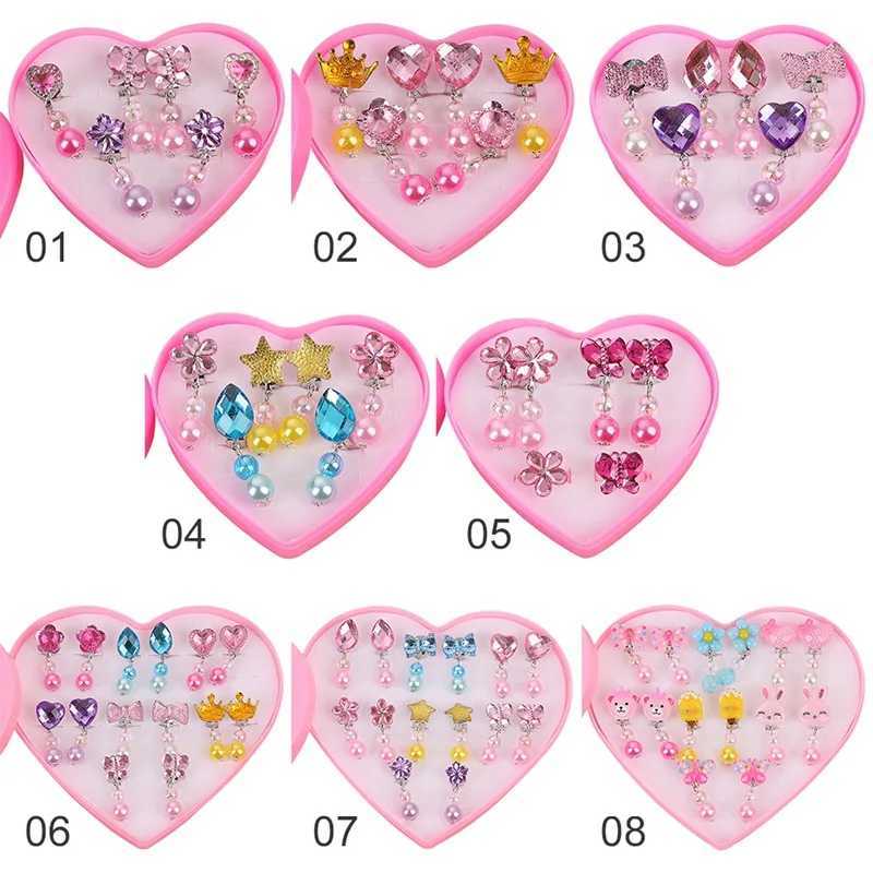 7 pairs of Korean style childrens ear clips cute cartoon animals baby ear clips non perforated earrings W241017