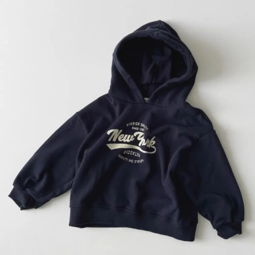 Autumn Baby Long Sleeve Hooded Sweatshirt Letter Print Children Casual Hoodie For Boys Girls Loose Tops Infant Clothes 241017