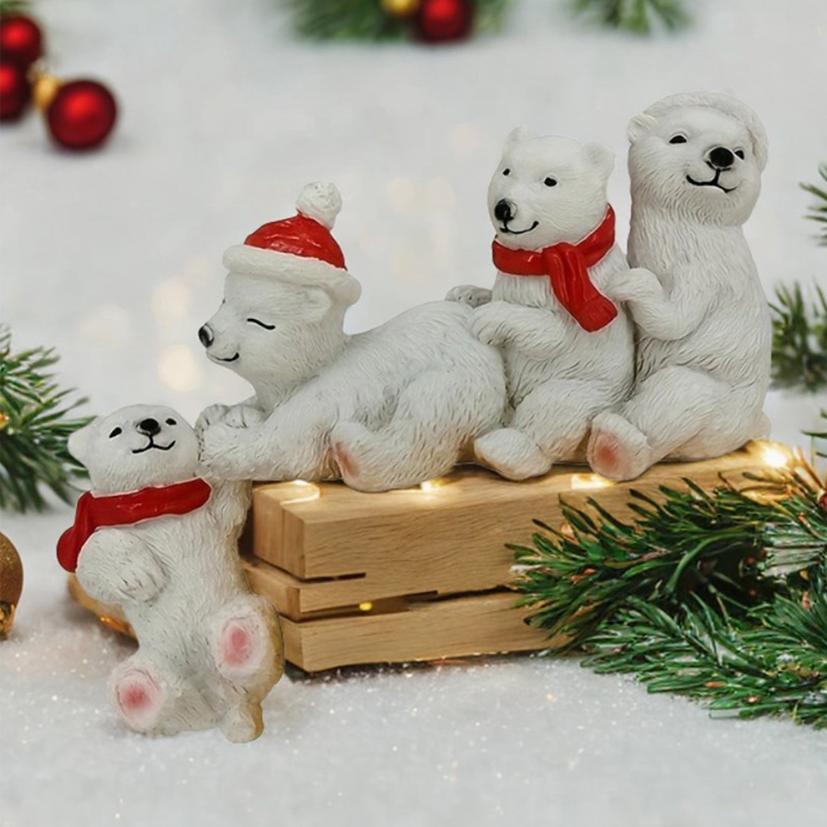 Christmas resin statue help handmade sculpture caretaker white bear shelf decoration holiday desktop decoration