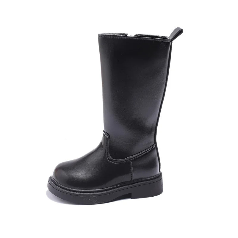 Autumn Winter Princess Long Tube Boots for Children Girls Shoes Cold-proof All-Black Uniform Shoes Kids Cozy Party Shoes G11075 241016