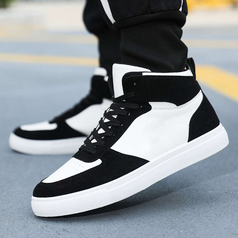 White Vulcanized Men's Flat Comfortable Shoes Lace up atillas Hombre Autumn Spring High Top Sneakers Plus Size 39-48 yhrre