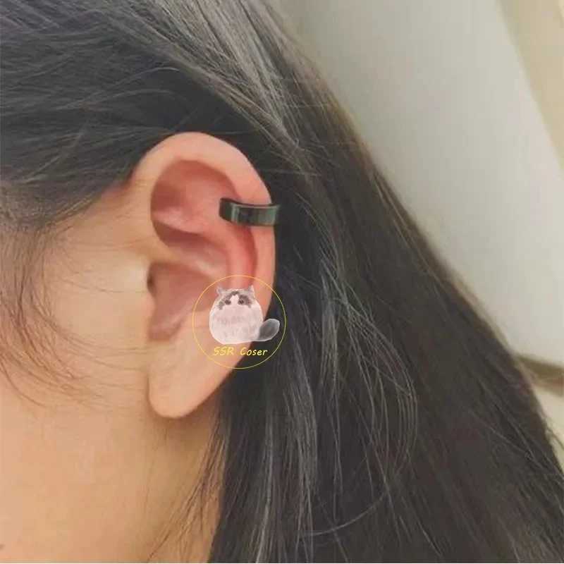 Home>Anime>Chainsaw>Yoshida Hirofumi Role Playing Earclip Earrings>Womens Punk Black Non Perforated Fake Earrings New Fashion Jewelry W241