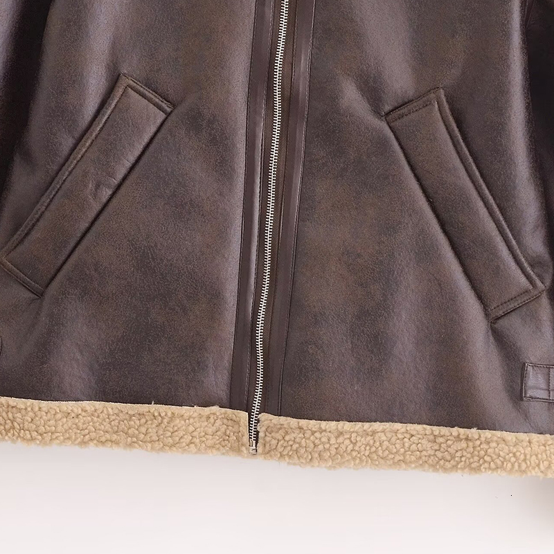 Leather Winter Women's Coat Thick Warm Outwear Inszart 2024 Long Sleeve Casacos Mujer Jaquetas Femme Faux Woman Jackets