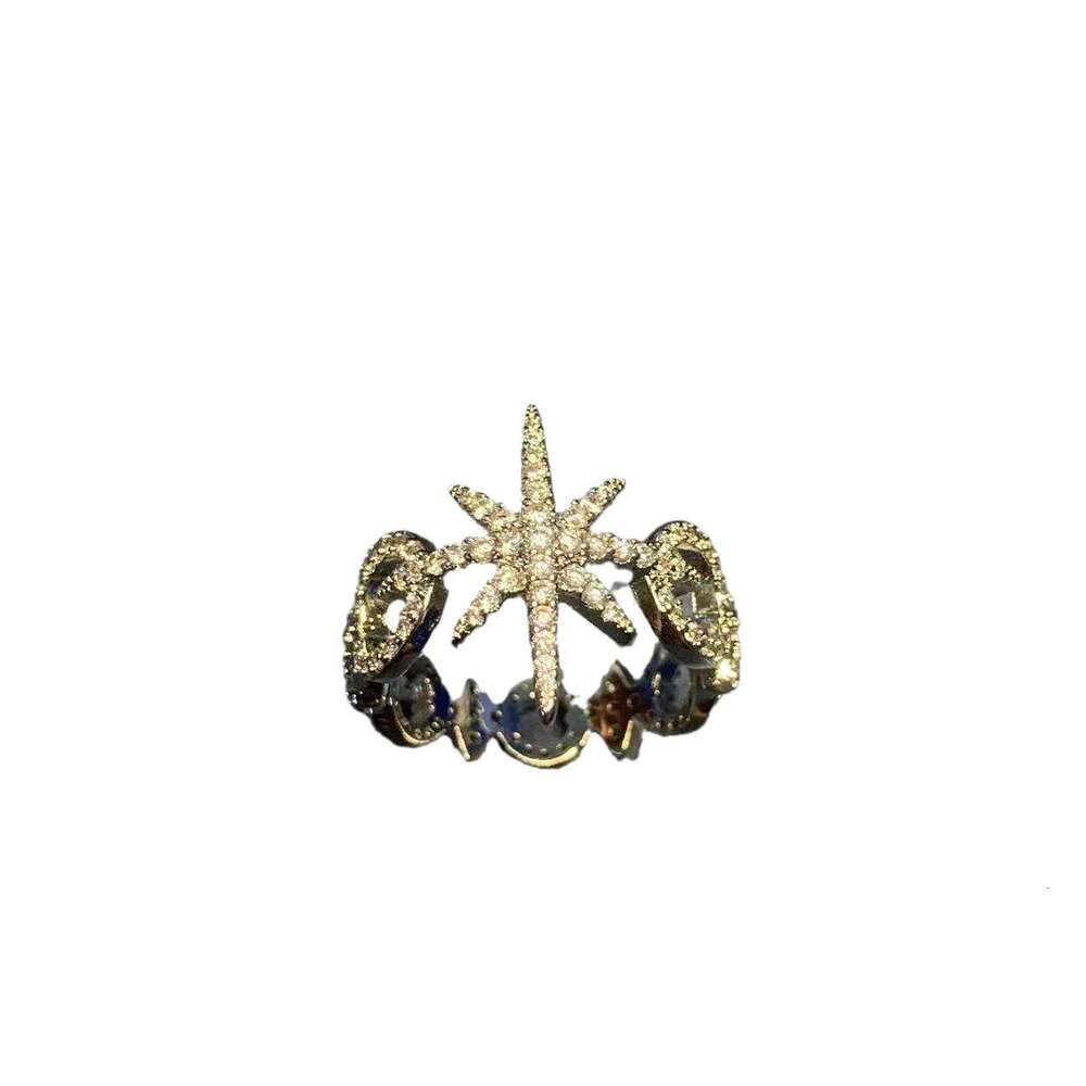 Version Meteor Female Octagonal Star Circle Rice Character Pair Full Diamond Elegant Ring