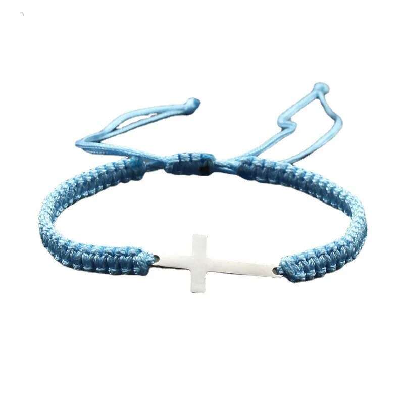 Stainless Personality Creative Cross Hand-woven Adjustable Colored String Couple Versatile Bracelet link bracelets silver jewelry