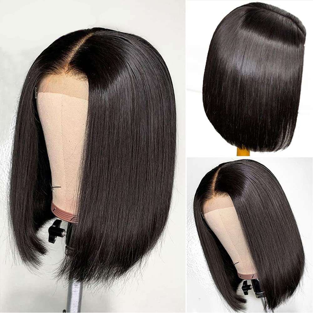 4X4 Closure Bone Straight Bob For Women Preplucked Lace Frontal Brazilian Wig 100% Human Hair