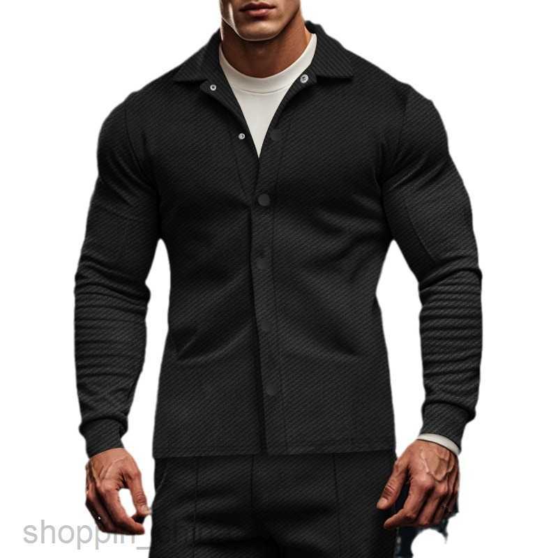 Men's Jackets Coats casual men's diagonal lapel long sleeved shirt jacket autumn men's single breasted solid color jacket