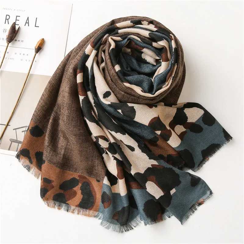 Wens Leopard Patchwork edge adhesive shawl womens bag Pashmina Stole Muslim headscarf womens fashion 180 * 90cm X2410171