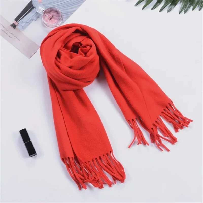 Santa Claus plain blanket 160x30cm Oversi winter autumn warm scarf big Tatar scarf shawl classic Tassel X241017