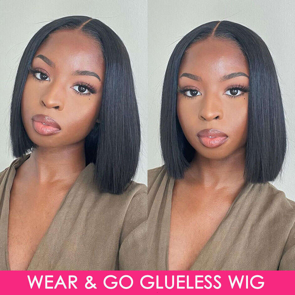 Wear And Bob For Women 180% Straight Glueless Ready To Go Hair Wigs Pre Cut Lace Air Wig Sale