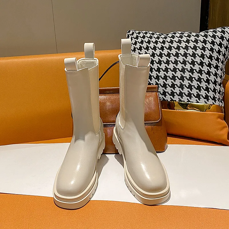 2024 New Brand Round Toe Platform Womens Boots High Top Winter Fleece Warm Shoes Anti-Skid Woman Booties Botas