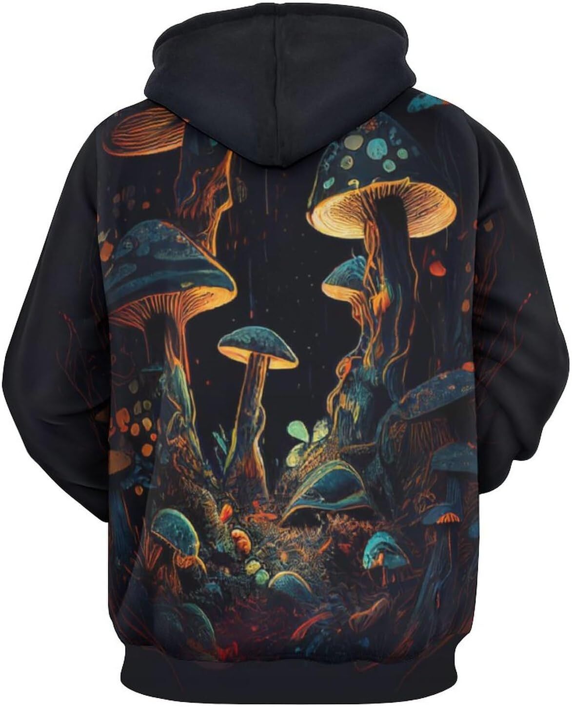 Hoodie for Mens Womens Novelty Rainbow Tie Dyed Mushroom Hoodie Darkness Forest Wild Fungus Mushroom Pattern Long Sleeve Sweatshirt Graphic Hoodies sw