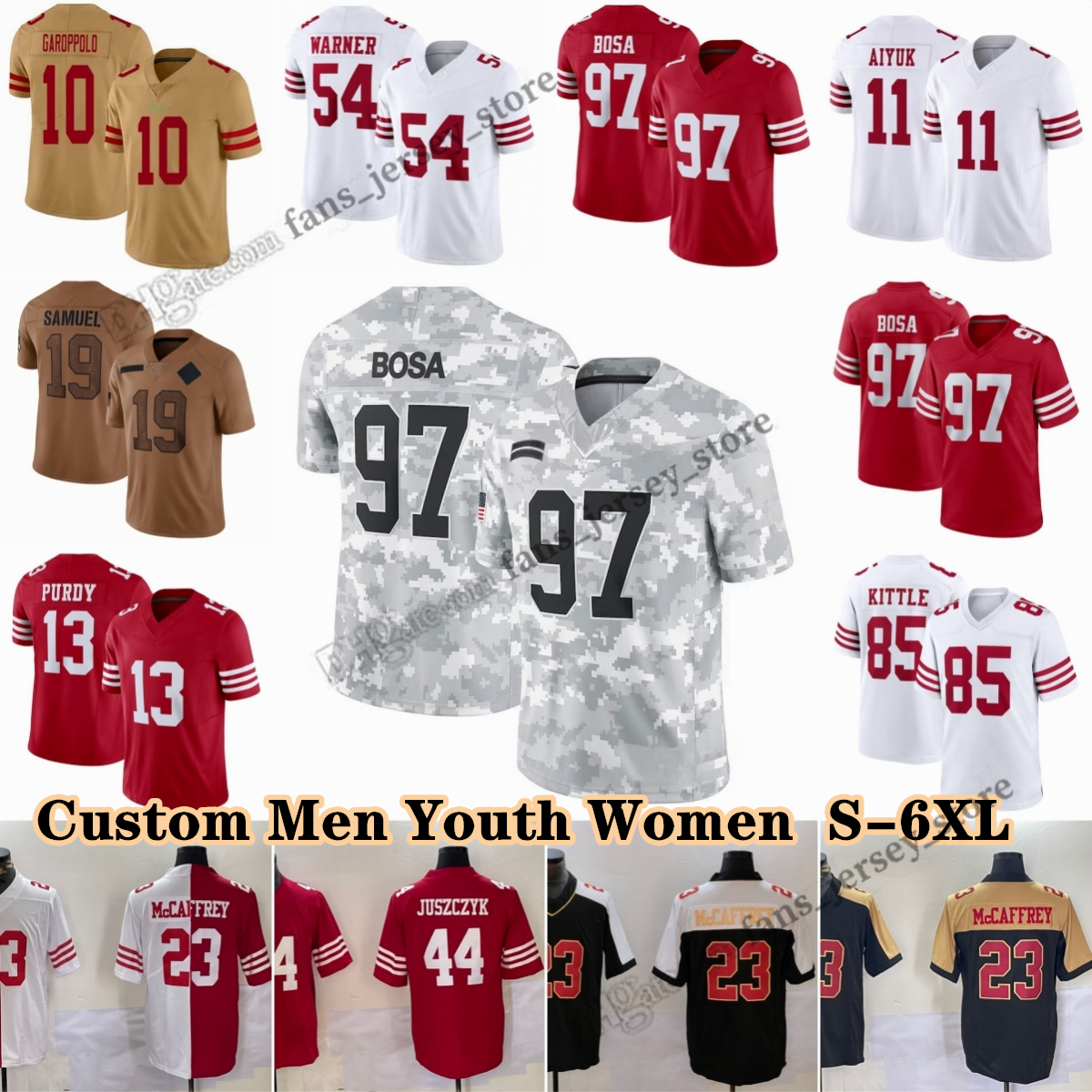 Custom S-6XL Christian Purdy Mason Jennings Warner Football Jerseys Guerendo Samuel Sr Taylor Jr Juszczyk Allen Aiyuk Kittle Campbell Brown Lenoir Moody Wishnowsky
