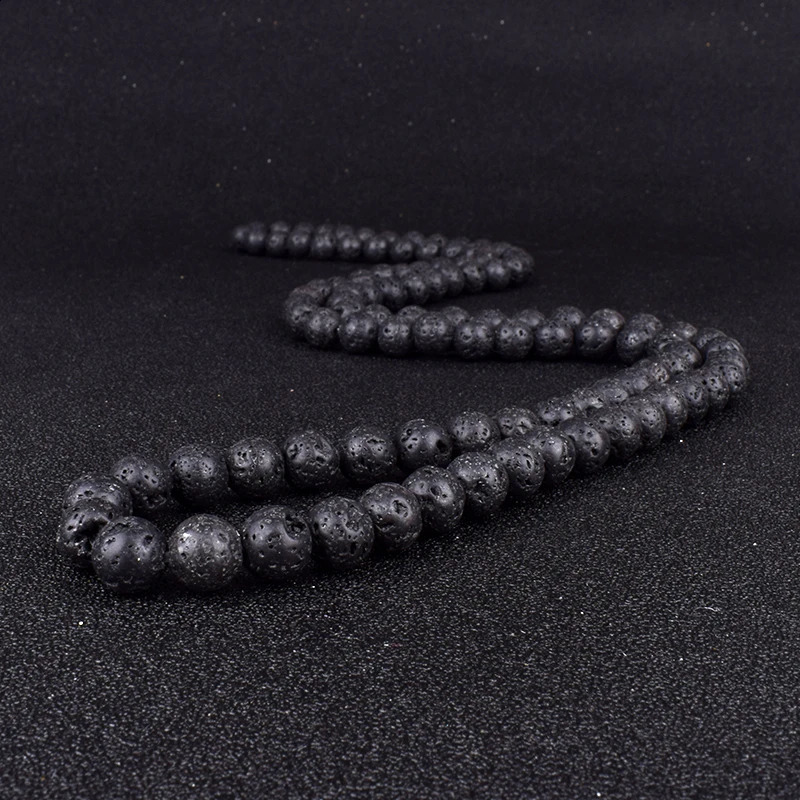 Fashionable volcanic lava bead necklace for men meditation yoga natural stone necklace for women n handmade jewelry 241017