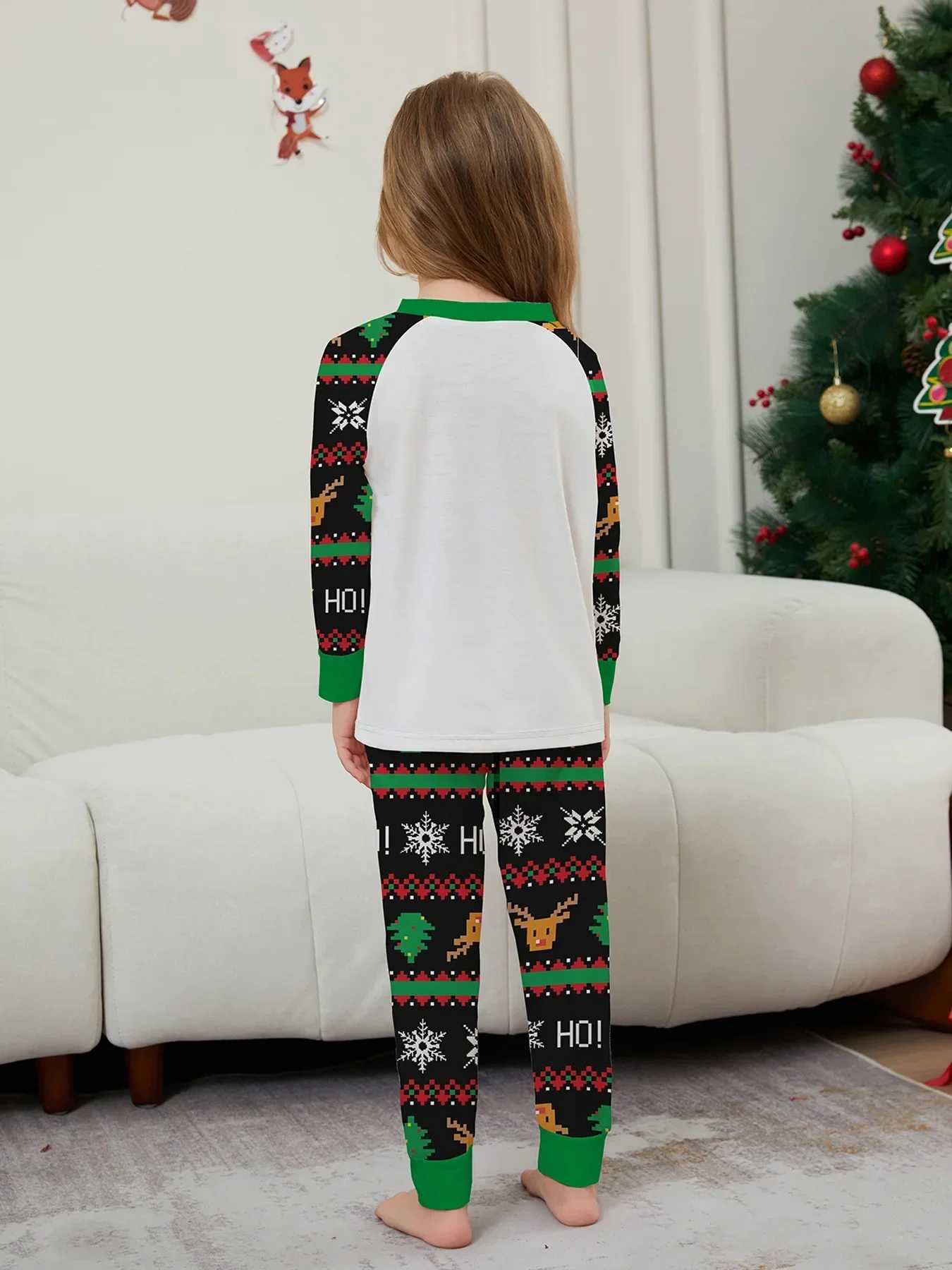Family Christmas Matching Set Letter Printing Pajamas Mom Daughter Dad Son Matching Clothing Set Baby Dog Pants Pjs Christmas Appearance W241015