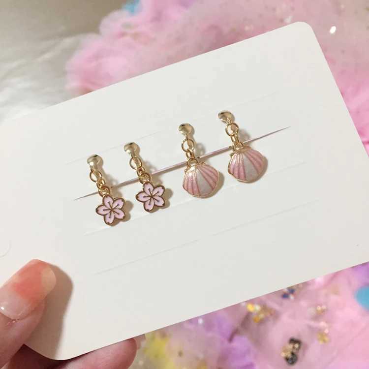 2 pairs/set 2 pairs/set newly arrived cute white cat butterfly clip earrings for children and girls jewelry without perforations for children W241017
