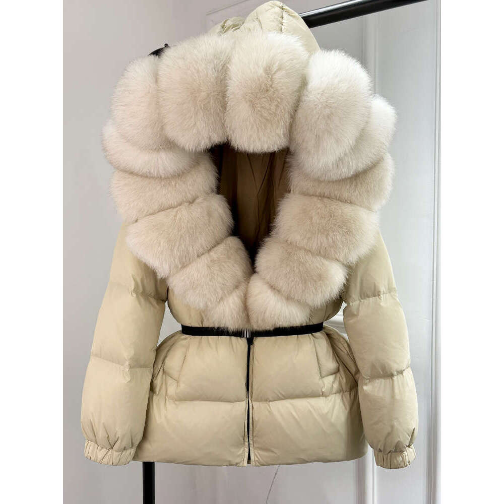 Janveny 2024 Winter Puffer Jacket Women Real Fox Fur Hooded Thick Warm 90% White Duck Down Coat Female Parkas Waterproof