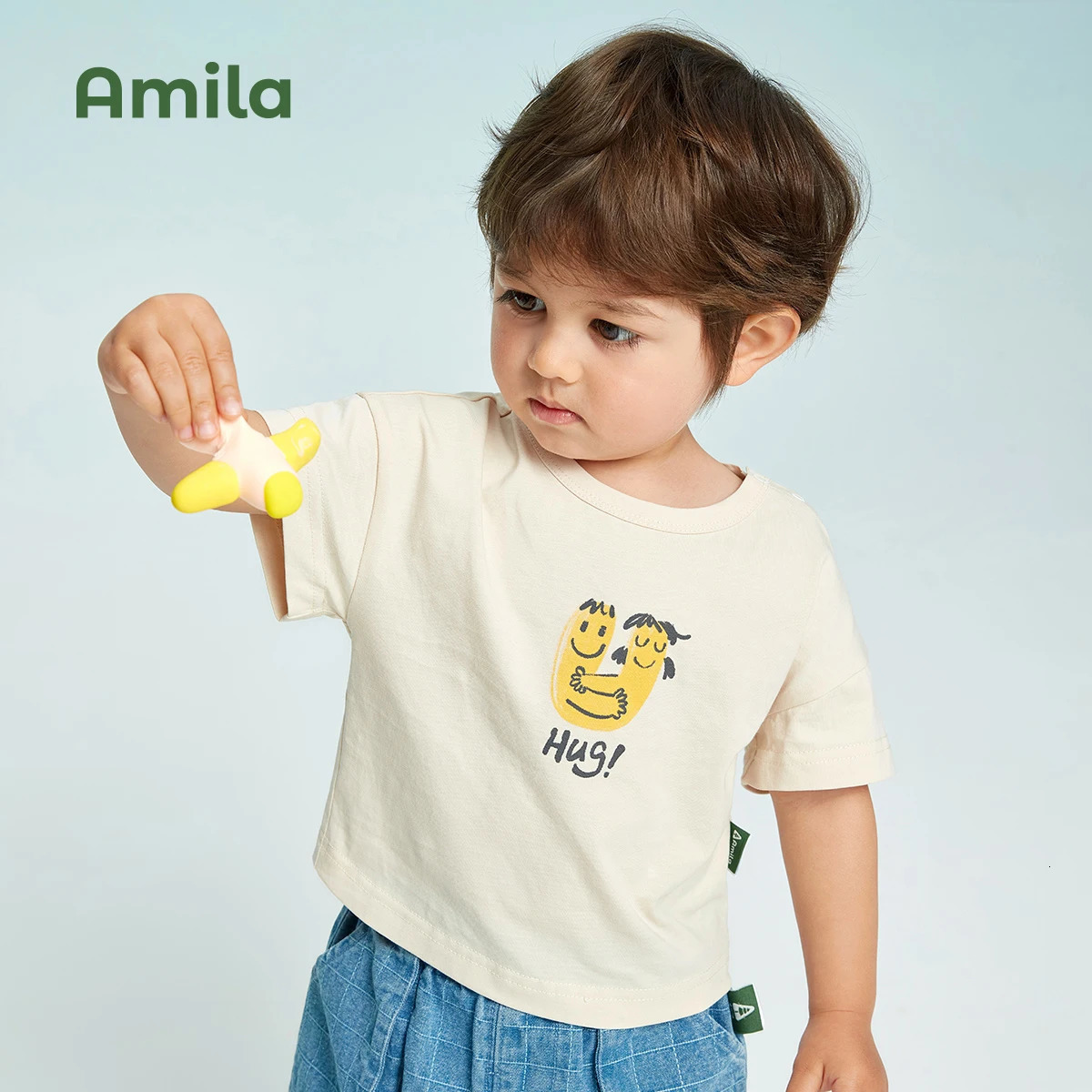 Amila Childrens Cothing Family Hortsleeved Tshirt Parentchild Wear Summer Outing Season Cotton Tops 241017
