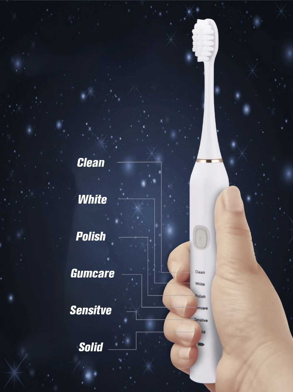 Sonic electric toothbrush adult timer brush 6-speed USB charging toothbrush replacement head set M241017