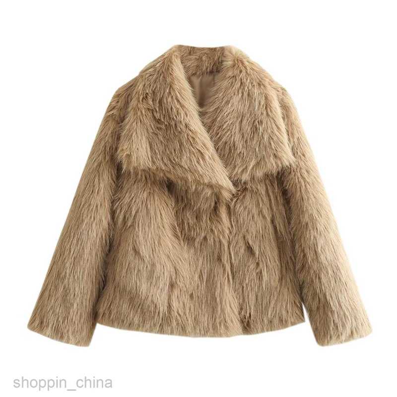 Women's Fur & Faux Fur Fashion jacket Coats Women's Winter New Celebrity Style Fashion Loose Artificial Fur Flip Collar Coat