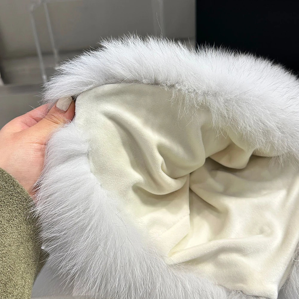 Outdoor Earflap hat Wool Knitted Snow Ski Cap Fleece Bomber Trapper Hat Women Ushanka Real Fox Fur Pompom Winter Russain Cossack 241009