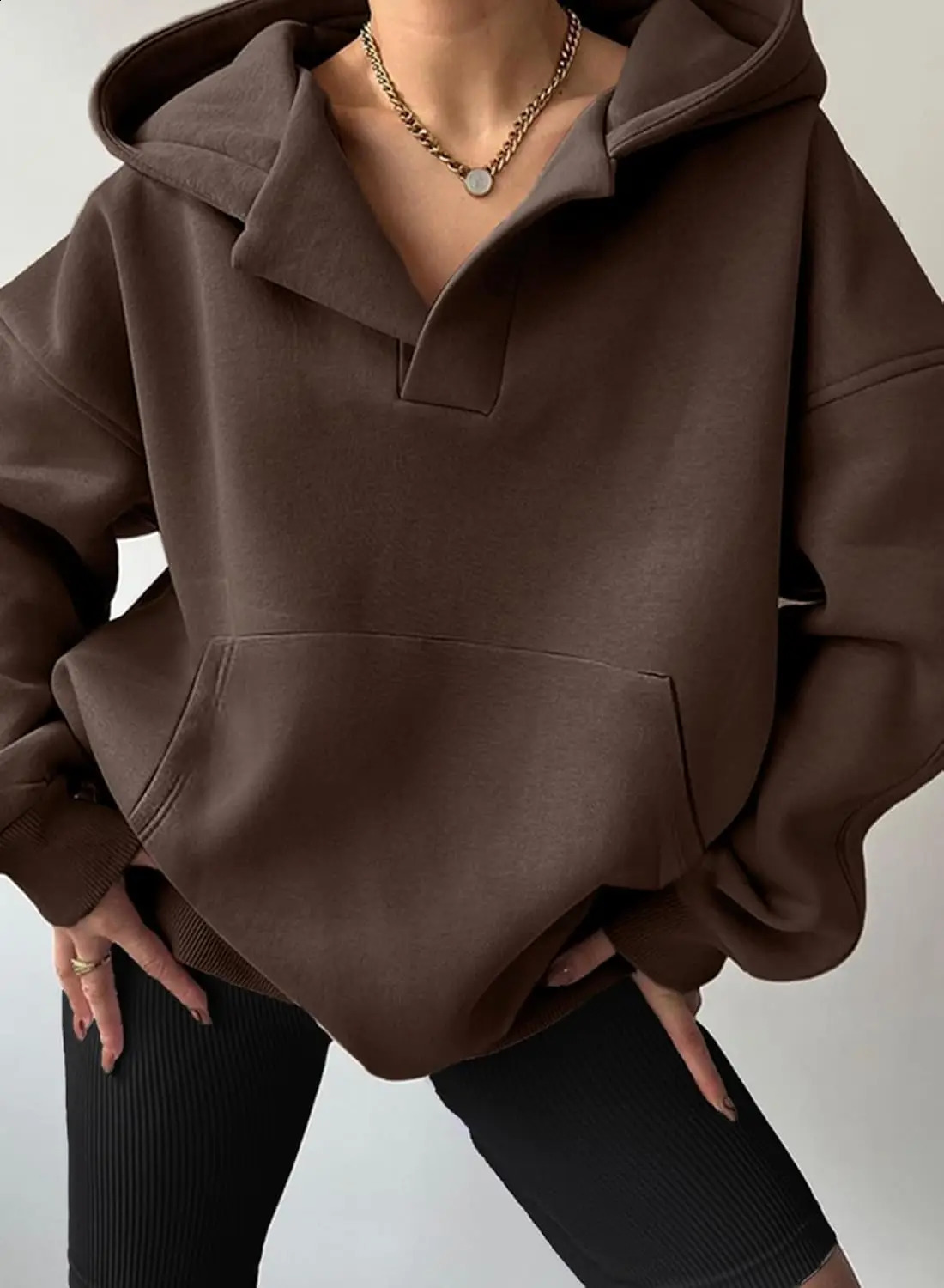 Women Casual Oversized Long Sleeve Fleece Sweatshirt Hoodies with Pockets SXXL 241017