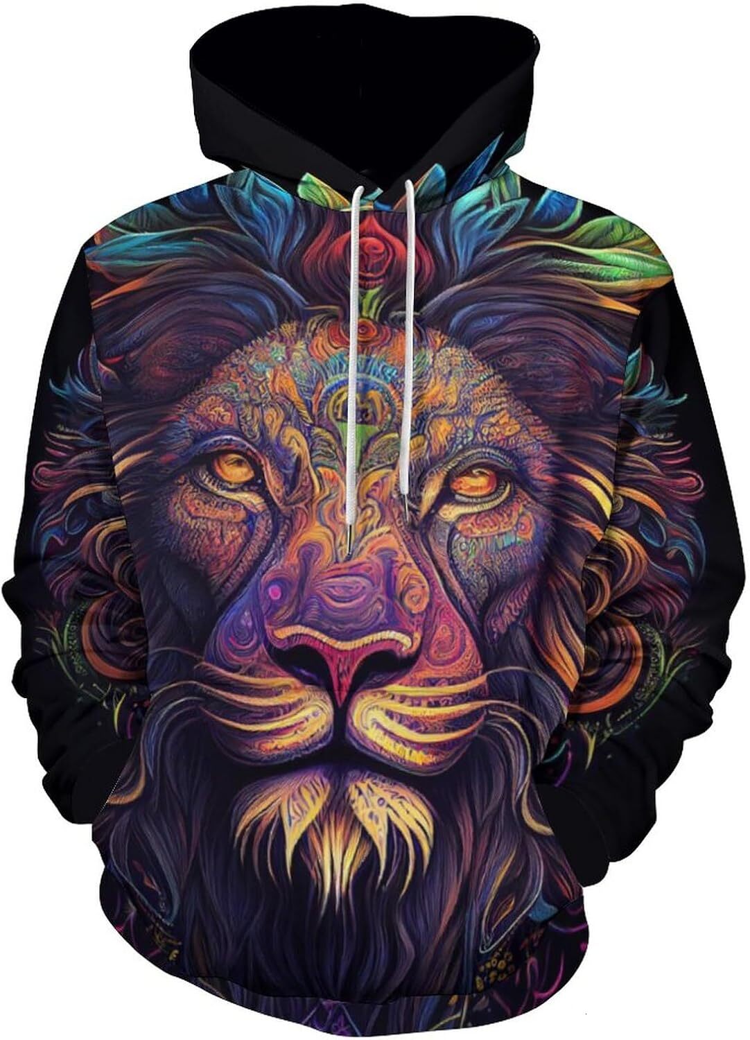 Hoodie for Mens Womens Mens Crown Lion King Hoodies Psychedelic Cartoon Animal Pattern Casual Sweatshirt Hoodie Graphic Hoodies sweatshirt Warm