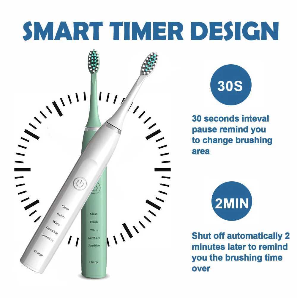 New Arrival Sonic electric toothbrush teeth cleaning adult ultrasonic USB charging automatic whitening IPX7 waterproof tape brush head G241017