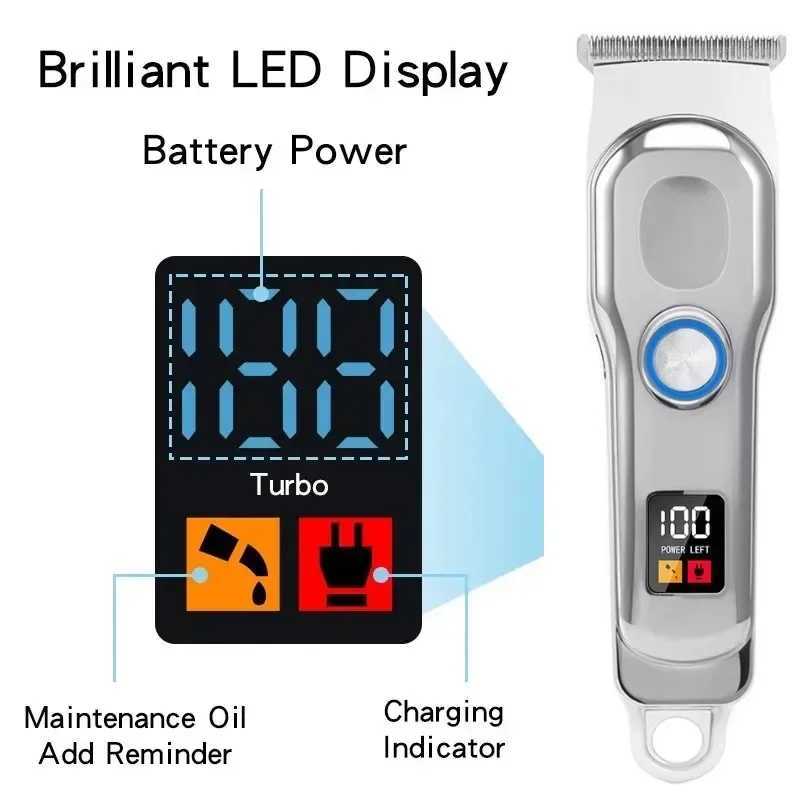 Professional hair clipper rechargeable electric trimmer suitable for male beard childrens hair clippers hair clippers LED screen waterproof W241017