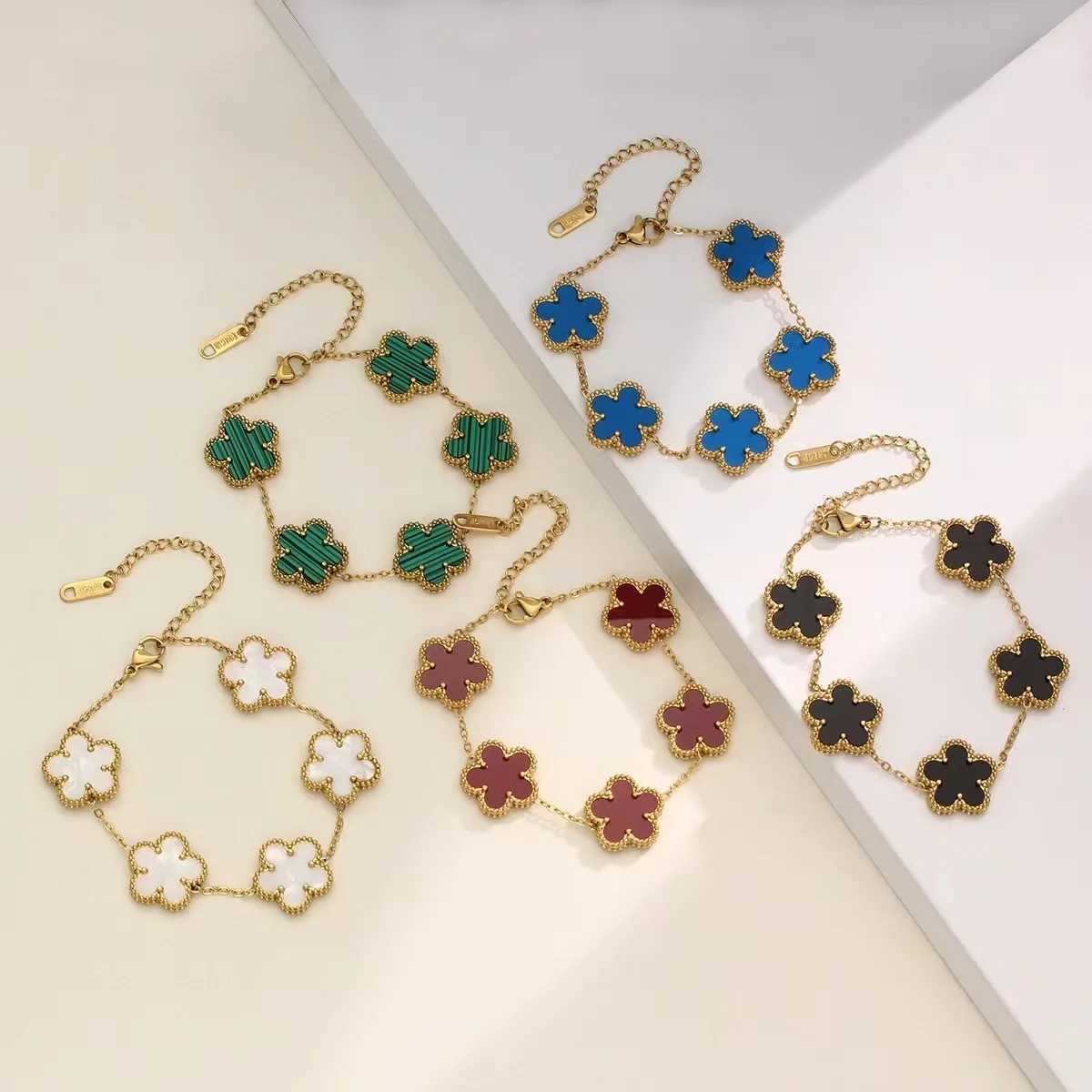 Chain 1 double-sided five flower bracelet multiple colors elegant design suitable for womens daily wear H241016