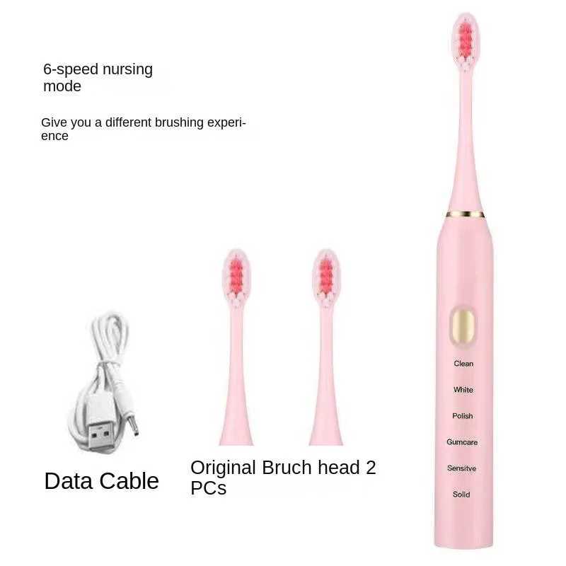 New Arrival Home Applications Electric Toothbrush 6-speed Adult Soft Hair Sound Wave Vibration Travel Oral Brush Head Oral cavity Toothbrush Set G2410