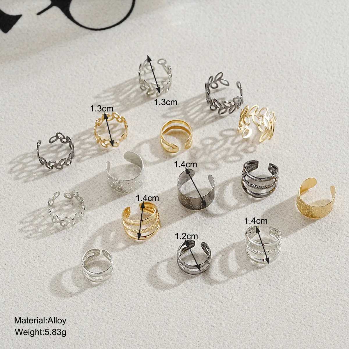 1 set of popular minimalist floral alloy ear clip set 15 pieces fashionable casual wholesale of high-end accessories W241017