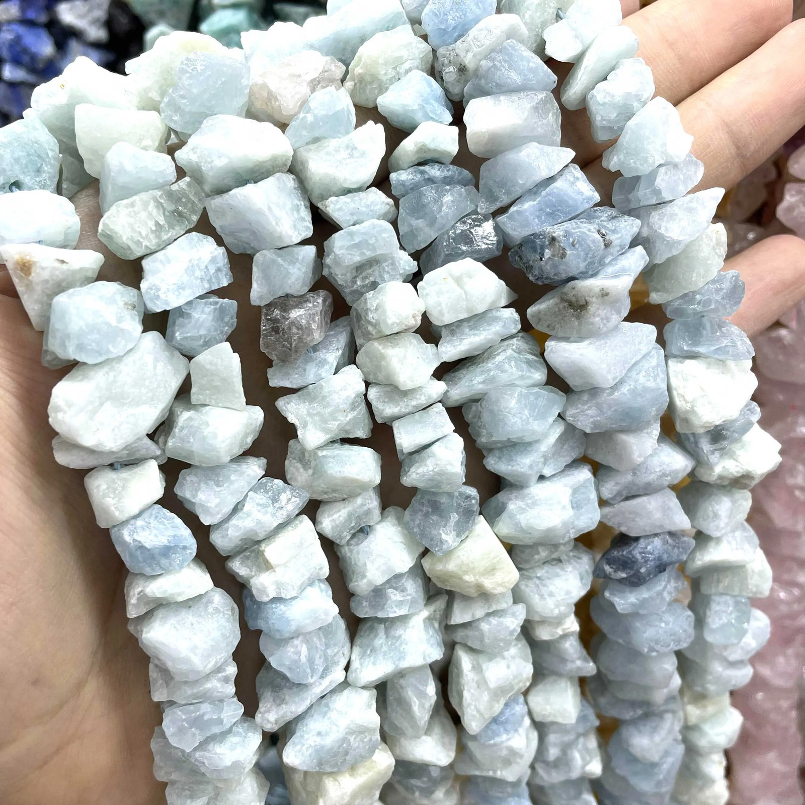 8-12mm natural irregular free-form blue sapphire pad beads mineral DIY bracelet necklace jewelry making earrings 7.5 241017
