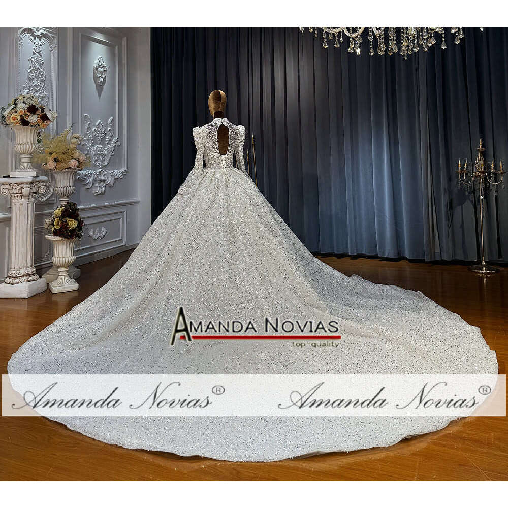 Amanda Novias High Neck Long Sleeves Wedding Dress