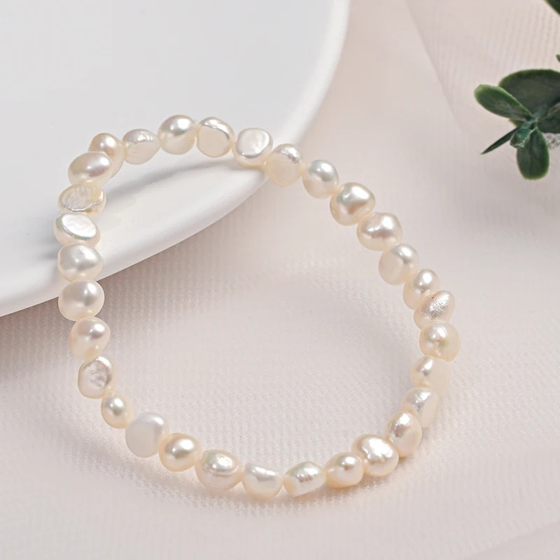 5-6mm Natural Freshwater Pearl Baroque Double sided Pearl Elastic Rope Bracelet Exquisite Fashion Jewelry Gift 241017