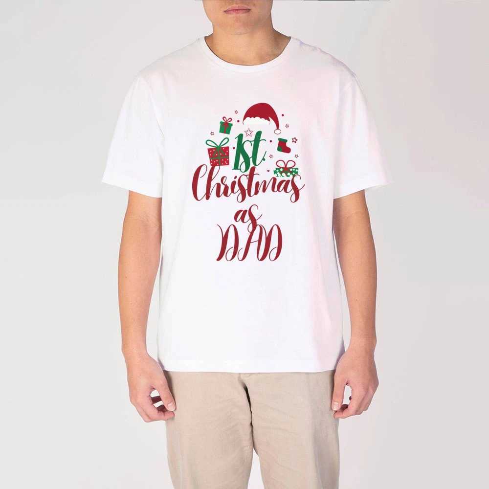 My First Christmas/First Christmas as a Dad Printing Family Matching Clothing Short Sleeves Casual Christmas Father Daughter Clothing W241015