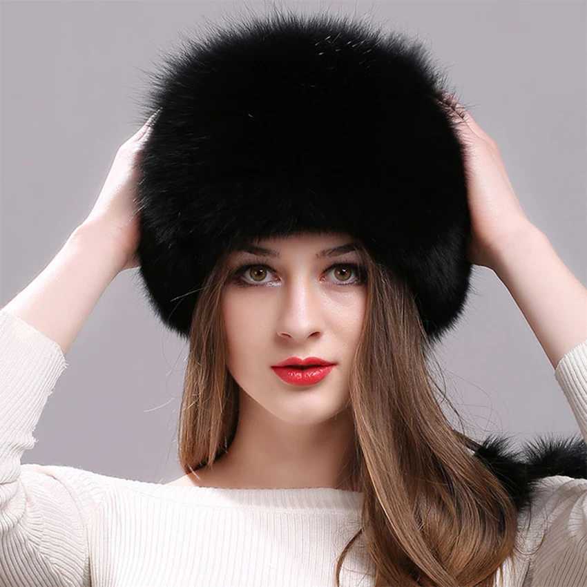 Real Fox womens fur hat Mongolian princess hat fluffy winter warm bean Russian hat W241017