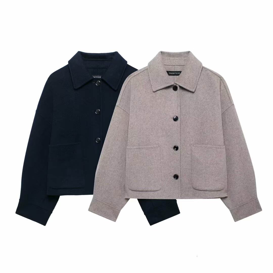 Women'a Coat With Button 2024 Outwear Black Pockets Outerwear Jaquetass Femininas Long Sleeve Tops Elegant Jackets