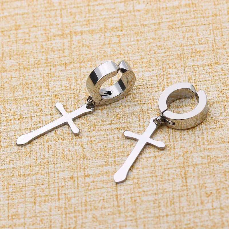 1 pair of unperforated earrings stainless steel clip on fake earrings round earrings clip on womens punk party fashionable and sexy jewelry W241017