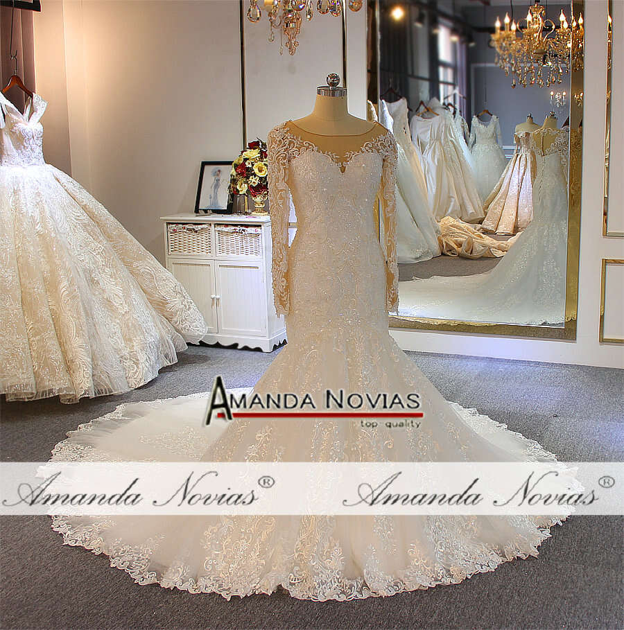 Long Sleeves Full Lace Dress Mermaid Wedding Gown