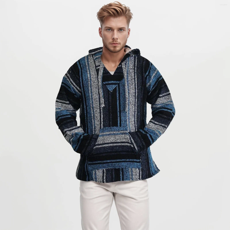 Mens Hoodies 3D Hippie Hoodie For Men Ethnic Style Pullover Hooded Sweatshirt Drawstring Pocket V Neck Streetwear