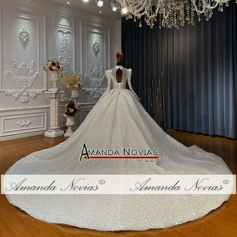 Amanda Novias High Neck Long Sleeves Wedding Dress