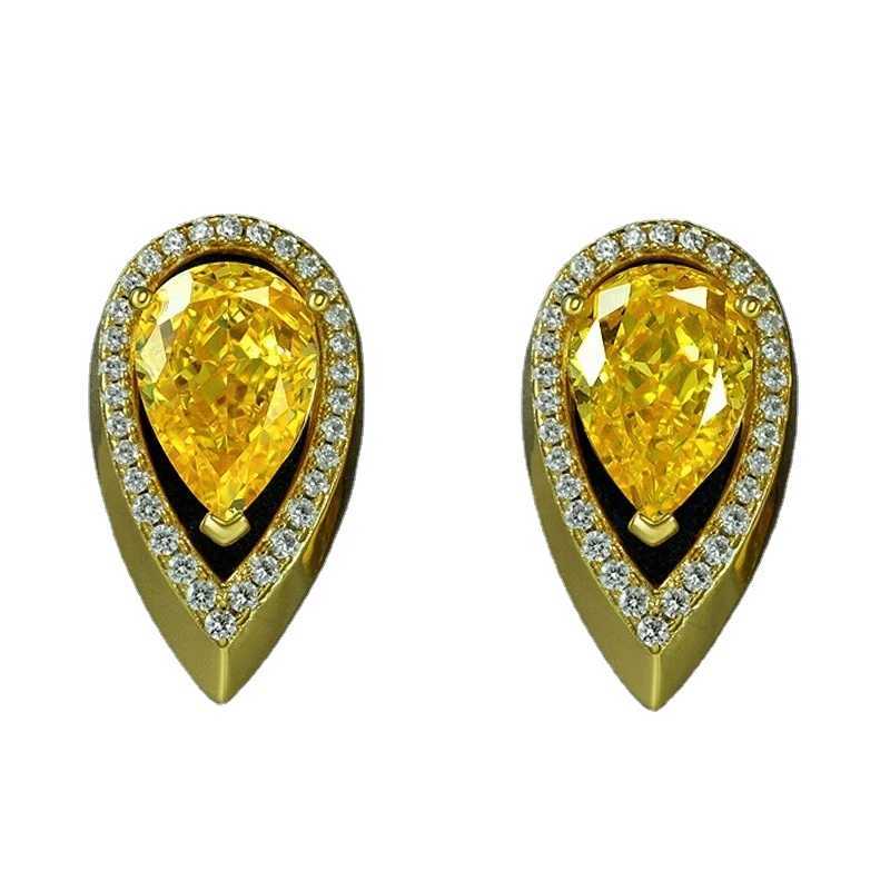 PANSYSEN Sparkling 925 sterling silver 4CT pear shaped cut citric acid high carbon diamond engagement party ear clip earrings W241017