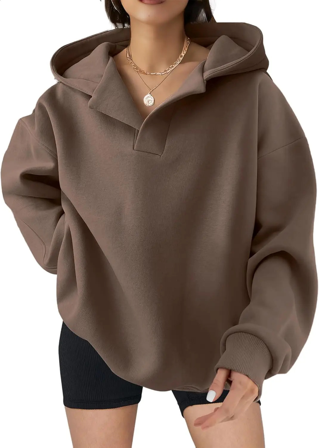 Women Casual Oversized Long Sleeve Fleece Sweatshirt Hoodies with Pockets SXXL 241017